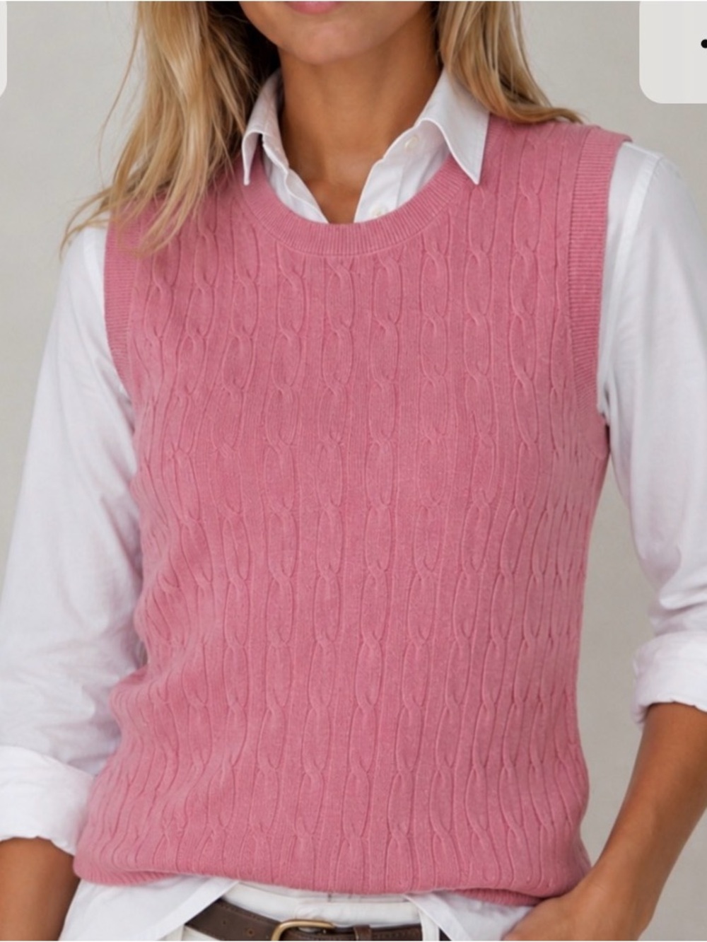J.Crew Cable Knit look Pink Preppy Vest size S